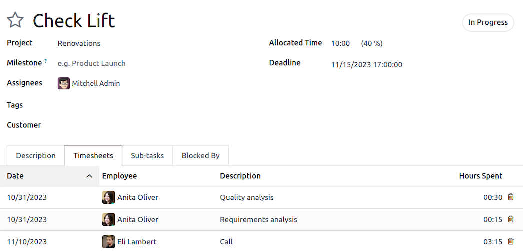 project timesheets